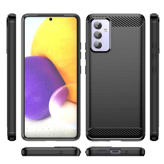 For Samsung Galaxy Quantum 2 Brushed Texture Carbon Fiber TPU Phone Case(Black)