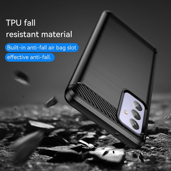 For Samsung Galaxy Quantum 2 Brushed Texture Carbon Fiber TPU Phone Case(Black)