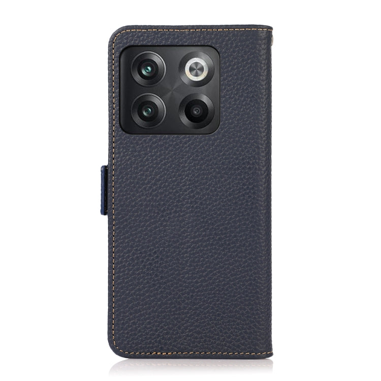 For OnePlus 10T/Ace Pro KHAZNEH Side-Magnetic Litchi Genuine Leather RFID Phone Case(Blue)