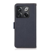 For OnePlus 10T/Ace Pro KHAZNEH Side-Magnetic Litchi Genuine Leather RFID Phone Case(Blue)