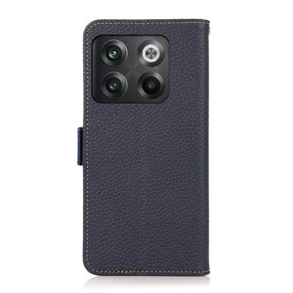 For OnePlus 10T/Ace Pro KHAZNEH Side-Magnetic Litchi Genuine Leather RFID Phone Case(Blue)