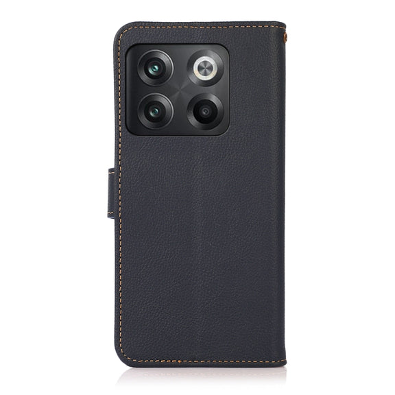 For OnePlus 10T/Ace Pro KHAZNEH Custer Texture RFID Genuine Leather Phone Case(Blue)