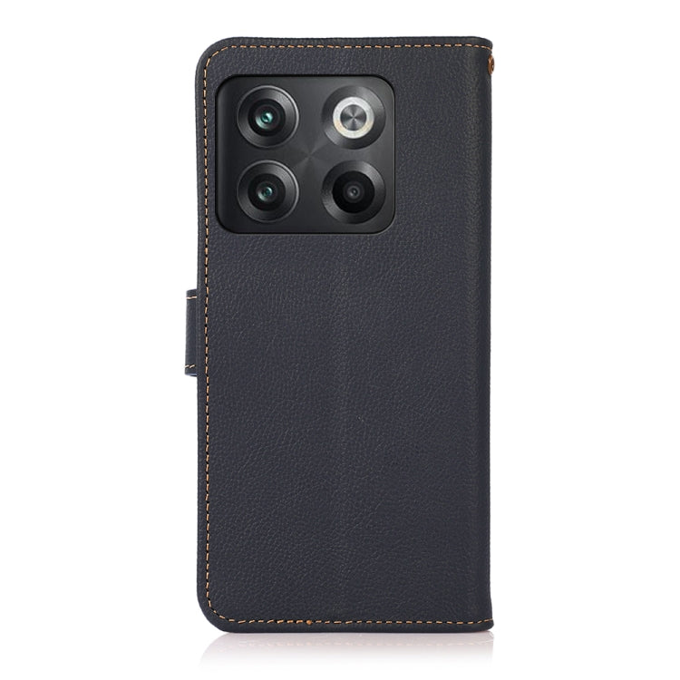 For OnePlus 10T/Ace Pro KHAZNEH Custer Texture RFID Genuine Leather Phone Case(Blue)