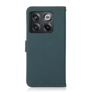 For OnePlus 10T/Ace Pro KHAZNEH Custer Texture RFID Genuine Leather Phone Case(Green)