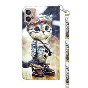 For Motorola Moto G32 5G 3D Painted Leather Phone Case(Naughty Cat)