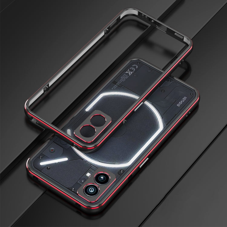 For Nothing Phone 1 Aurora Series Lens Protector + Metal Frame Protective Phone Case(Black Red)