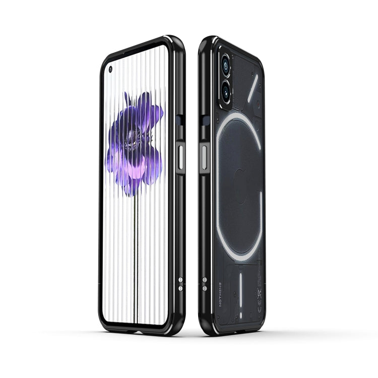 For Nothing Phone 1 Aurora Series Lens Protector + Metal Frame Protective Phone Case(Black Silver)
