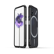 For Nothing Phone 1 Aurora Series Lens Protector + Metal Frame Protective Phone Case(Black Silver)