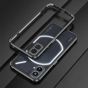 For Nothing Phone 1 Aurora Series Lens Protector + Metal Frame Protective Phone Case(Black Silver)