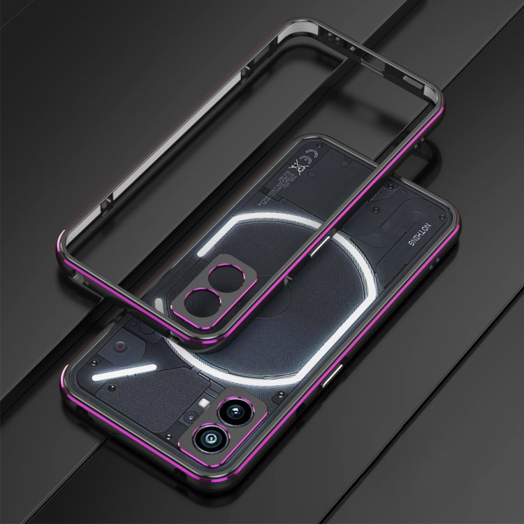 For Nothing Phone 1 Aurora Series Lens Protector + Metal Frame Protective Phone Case(Black Purple)