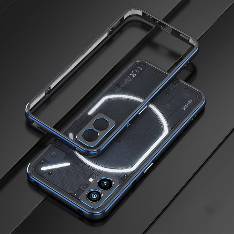 For Nothing Phone 1 Aurora Series Lens Protector + Metal Frame Protective Phone Case(Black Blue)