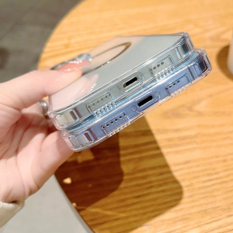 For iPhone 14 Plus Frameless Glass CD MagSafe Case (Sierra Blue)