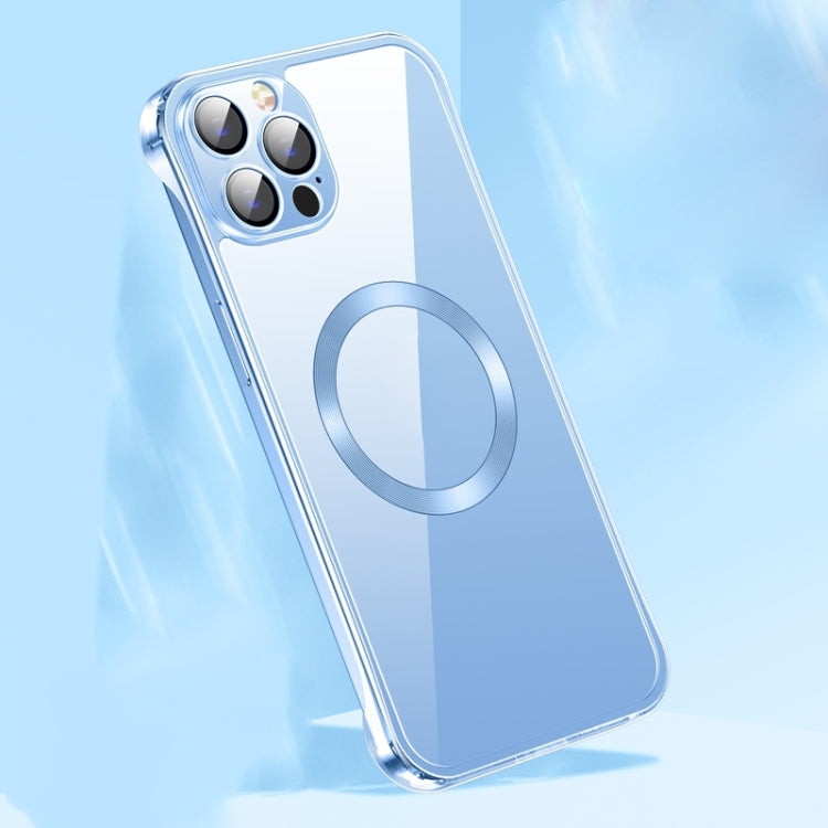 For iPhone 14 Pro Max Frameless Glass CD MagSafe Case (Sierra Blue)