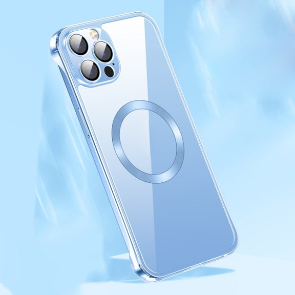 For iPhone 14 Pro Max Frameless Glass CD MagSafe Case (Sierra Blue)