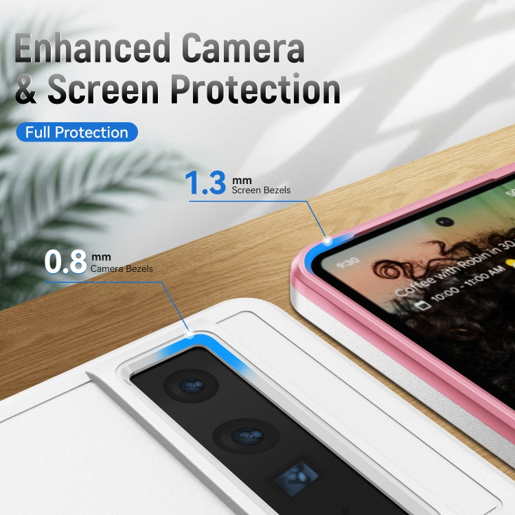 For Google Pixel 7 Pro Pioneer Armor Heavy Duty PC + TPU Phone Case(White+Pink)