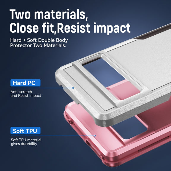 For Google Pixel 7 Pro Pioneer Armor Heavy Duty PC + TPU Phone Case(White+Pink)