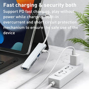 5 in 1 Type-C to SD / TF Card Slot + 3 USB Ports Multifunctional Docking Station HUB(Silver)