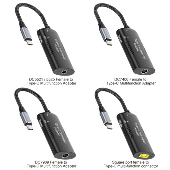DC7909 + Type-C + USB Female to Type-C Multifunction Apapter