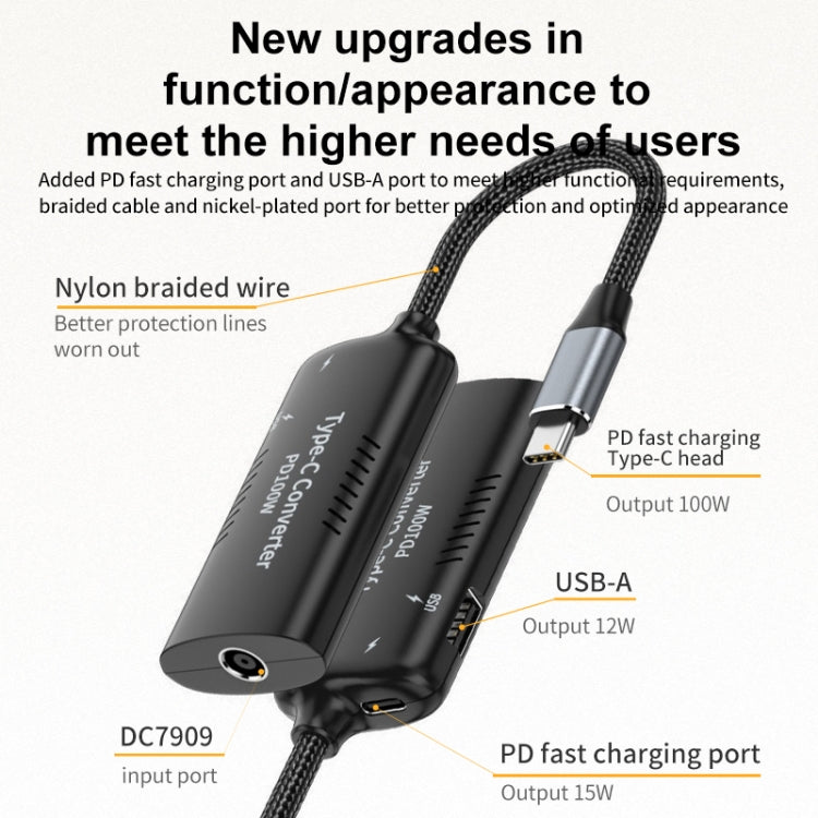 DC7909 + Type-C + USB Female to Type-C Multifunction Apapter