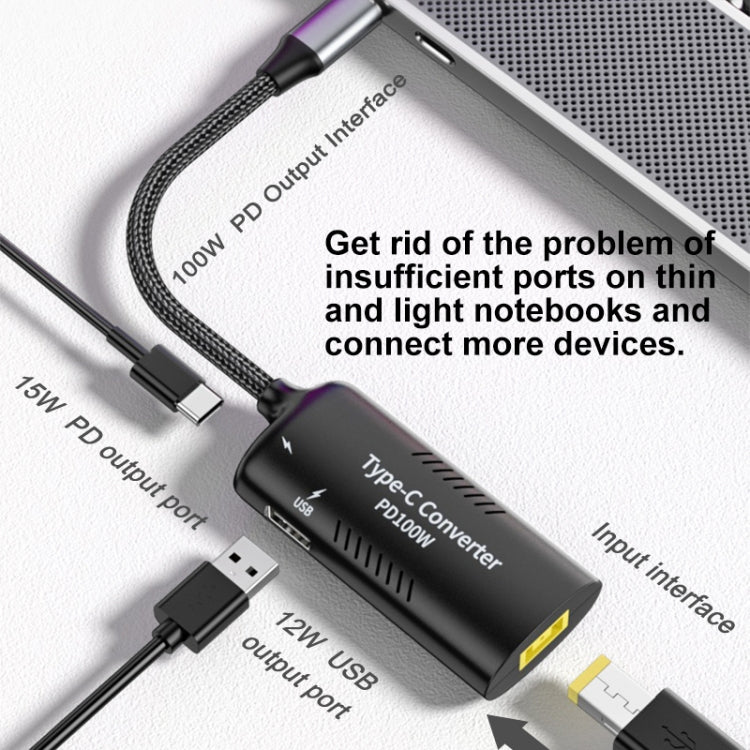 Square Port + Type-C + USB Female to Type-C Multifunction Adapter
