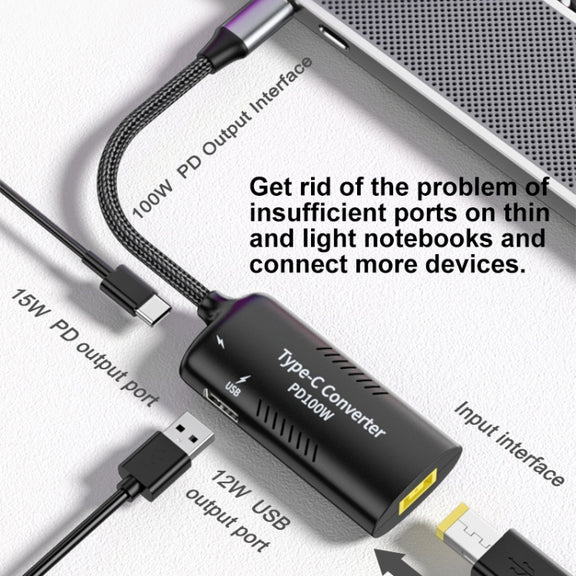 Square Port + Type-C + USB Female to Type-C Multifunction Adapter