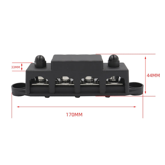 Black M10 Stud RV Ship High Current Power Distribution Terminal Block with Cover