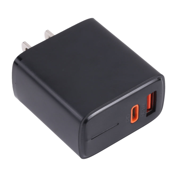 LZ-1130 PD 20W Type-C+QC 3.0 USB Fast Charger, Plug Type:US Plug(Black)