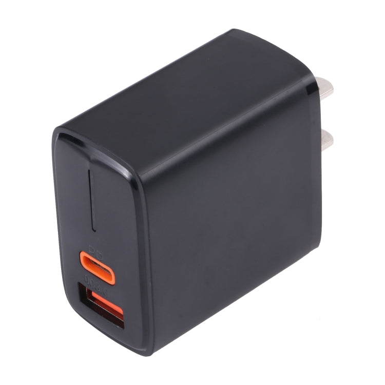 LZ-1130 PD 20W Type-C+QC 3.0 USB Fast Charger, Plug Type:US Plug(Black)