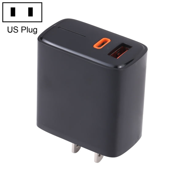LZ-1130 PD 20W Type-C+QC 3.0 USB Fast Charger, Plug Type:US Plug(Black)