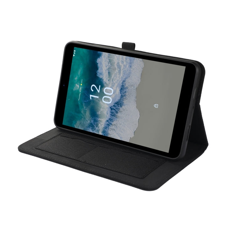 For Nokia T10 Fabric PU + TPU Flip Tablet Leather Case(Black)