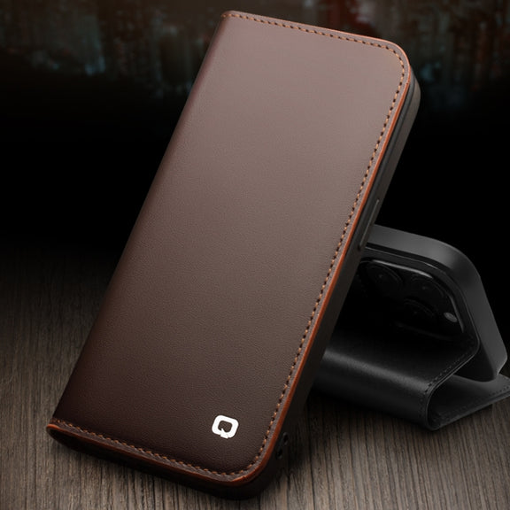 For iPhone 14 Pro QIALINO Business Horizontal Flip PU Phone Case(Black)