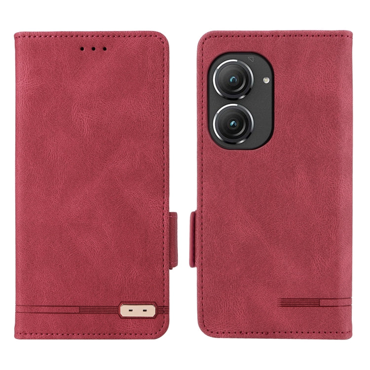For Asus Zenfone 9 Magnetic Clasp Flip Leather Phone Case(Red)