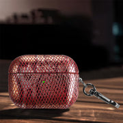 J01 Mesh Snakeskin Headphone Case For AirPods Pro(Red)