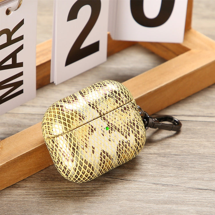 J01 Mesh Snakeskin Headphone Case For AirPods Pro(Gold)
