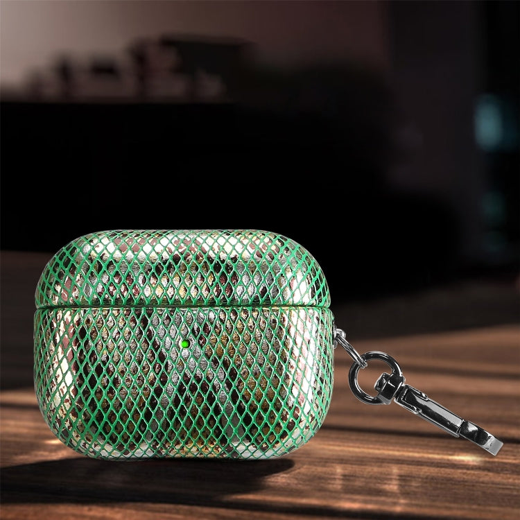 J01 Mesh Snakeskin Headphone Case For AirPods Pro(Green)