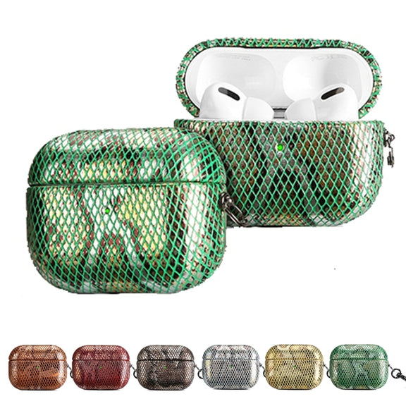 J01 Mesh Snakeskin Headphone Case For AirPods Pro(Black)