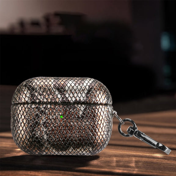 J01 Mesh Snakeskin Headphone Case For AirPods 3(Black)