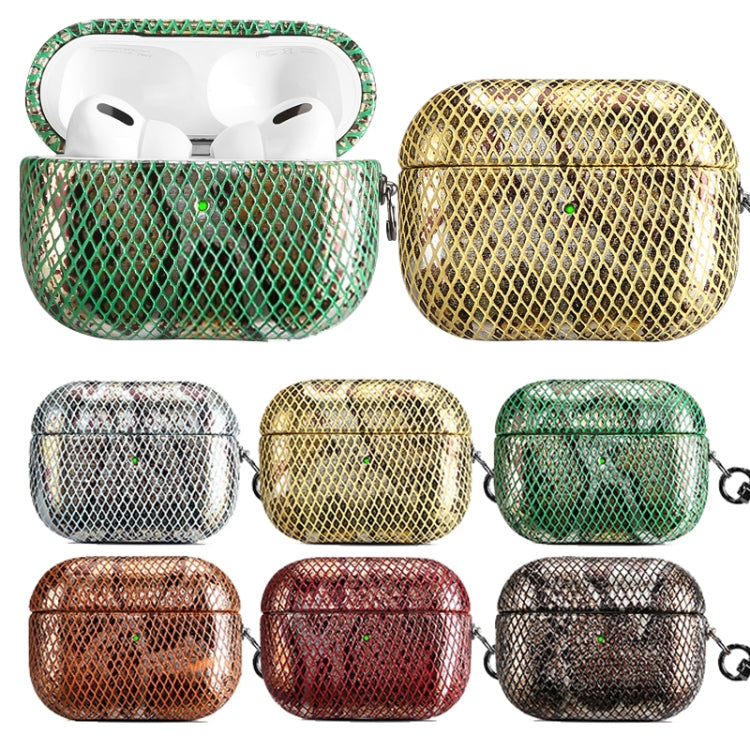 J01 Mesh Snakeskin Headphone Case For AirPods 3(Black)