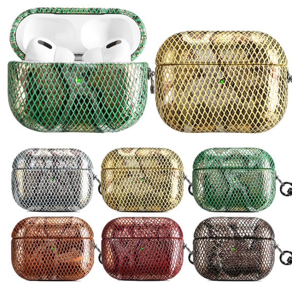 J01 Mesh Snakeskin Headphone Case For AirPods 3(Black)