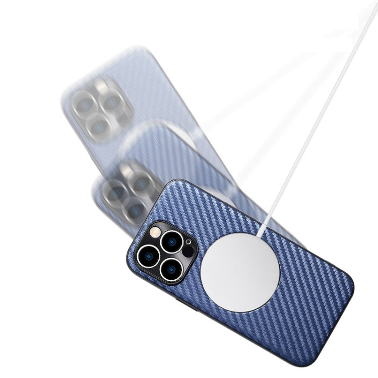 For iPhone 11 MagSafe Magnetic Carbon Fiber Texture Phone Case (Blue)