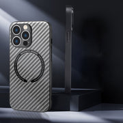 For iPhone 11 MagSafe Magnetic Carbon Fiber Texture Phone Case (Blue)