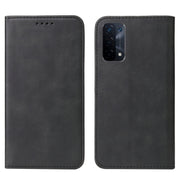 For OPPO A74 5G Magnetic Closure Leather Phone Case(Black)