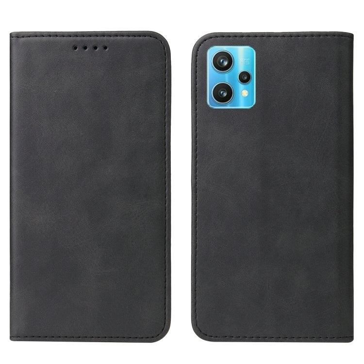 For Realme 9 Pro+ Magnetic Closure Leather Phone Case(Black)