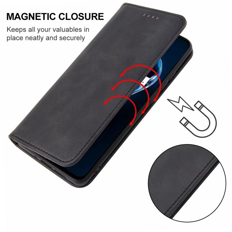 For Realme 9 Pro+ Magnetic Closure Leather Phone Case(Black)