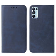For OPPO Reno5 5G Magnetic Closure Leather Phone Case(Blue)