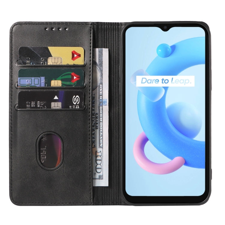For Realme C11 2021 Magnetic Closure Leather Phone Case(Black)