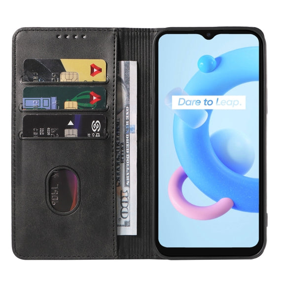 For Realme C11 2021 Magnetic Closure Leather Phone Case(Black)