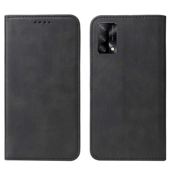 For OPPO A74 4G Magnetic Closure Leather Phone Case(Black)