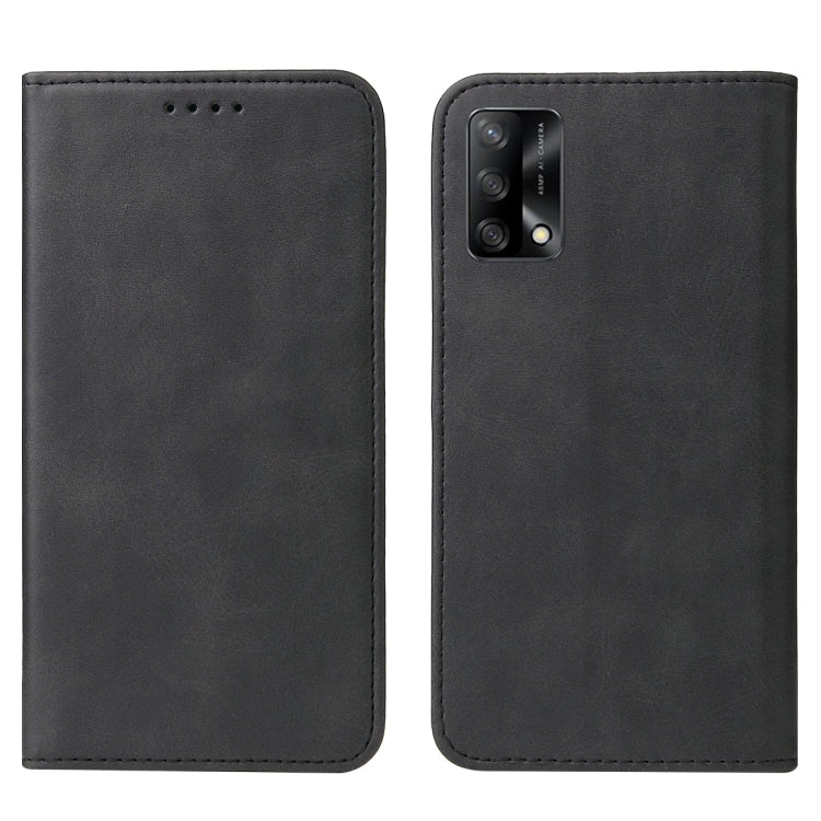 For OPPO A74 4G Magnetic Closure Leather Phone Case(Black)