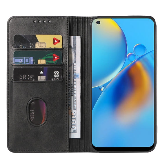 For OPPO A74 4G Magnetic Closure Leather Phone Case(Black)